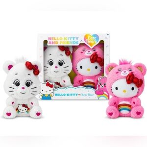 Care Bears Hello Kitty Loves Cheer Bear 10" Collectible Plush 2-Pack